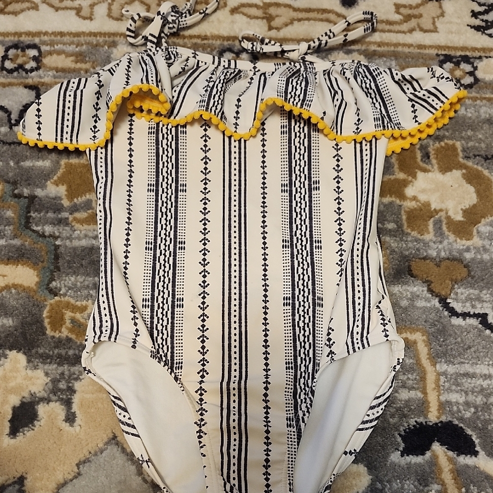 Old Navy Black and Yellow Kids Swim One Piece